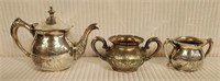 Vanberch Silverplate Tea Pitcher, Cream & Sugar