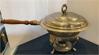 Chafing dish - wooden handle silver plate chafing