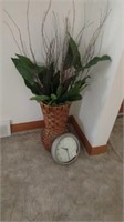 CLOCK AND DECORATIVE FLOWERS