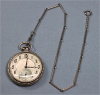 Illinois Art Deco 21J Pocket Watch & Chain