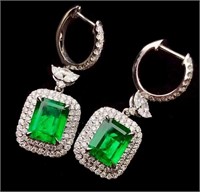 3.6ct Zambian Emerald 18Kt Gold Earrings