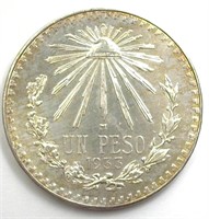 1933 Peso Brilliant UNC Mexico