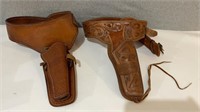 Vintage hand tooled leather holsters