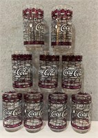 Nine vintage mid century window pane Coca Cola