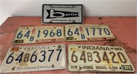 (G) Lot of Vintage license plates and toy car
