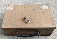 (G) Metal safe box with key