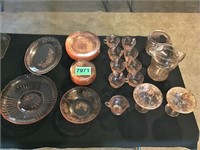 35 pcs Pink Depression Glass-Condition Issues