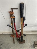 Bolt cutter’s,  sledgehammer, 4 way , clamp