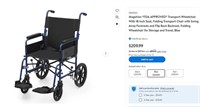 E8659 Folding Transport Wheelchair W/ 18 inch Seat