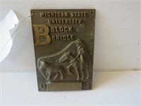 Brass Michigan State Block Bridle 1959