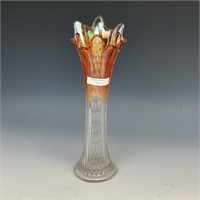Fenton Marigold Diamond Point Columns Vase