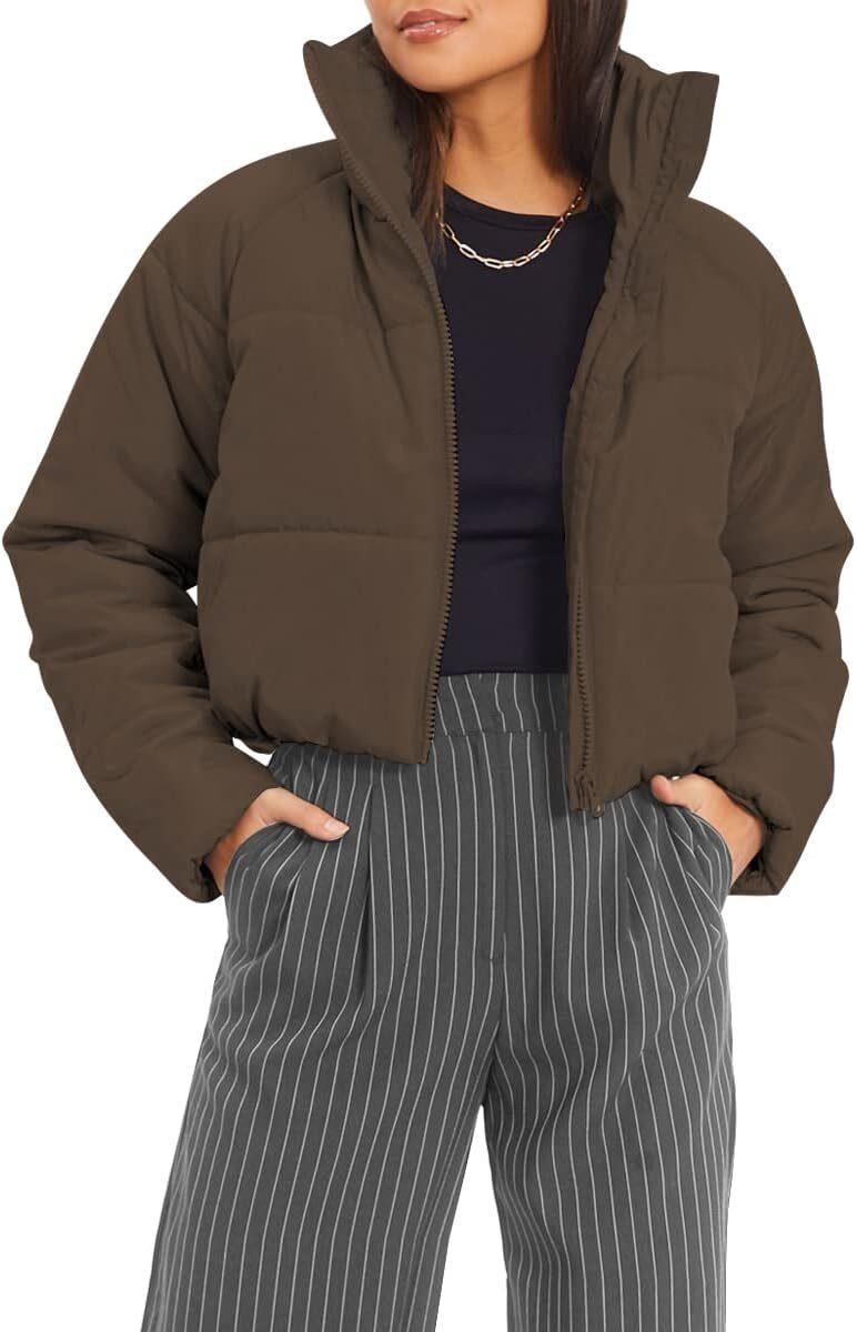 AUTOMET Puffer Jackets Womens Y2K Coat Brown