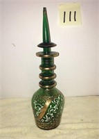 Gold Plated Green Glass Decanter