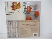 Harvest Words Shower Curtain and Hook Set 70" x