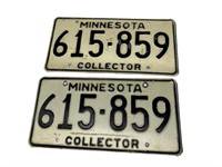 Matching Pair Minnesota Collector License Plates
