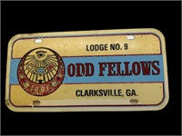 Old Fellows Lodge No.9 Clarkesville Ga License Tag
