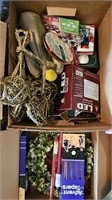 2 Boxes of Christmas Decor, Candles