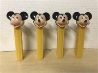 4 Vintage Mickey Mouse Pez Dispensers