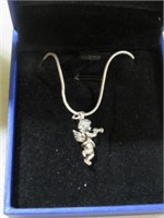 STERLING SILVER .925 ROPE CHAIN/ANGEL CHARM -ITALY