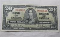 Canada $20 Banknote 1937 BC-25b Gordon Towers