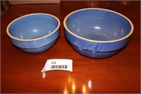 set of 2 blue yelloware bowls
