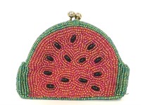 Vintage watermelon beaded coin pouch