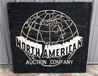 North American Auction Co Wooden Sign, 2 sided,