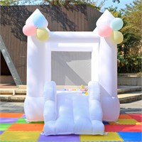 White Bounce House with Blower,Family Backyard Bo