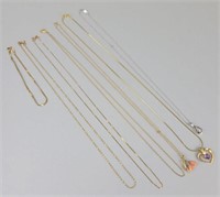 6 14K Gold Necklaces & 1 Bracelet.