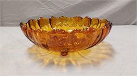 Amber glass footed sunflower bowl