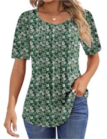 C816  Fantaslook Pleated Short Sleeve Tunic Top