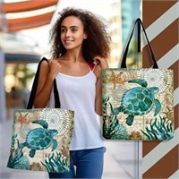 Large Ocean Turtle Tote Bag - Reusable Multipurpol