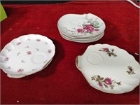 7 Vintage Luncheon Plates w/Cup Holders