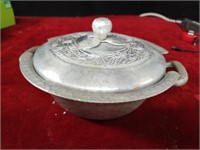 Hammered Aluminum Bowl w/ Lid 10 x 3"