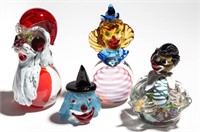 ASSORTED MURANO FIGURAL PAPERWEIGHTS, LOT OF