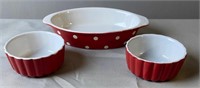 3 Red Bakeware Items