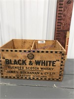 Black & White whisky wood box 17"Lx12"Dx9"T