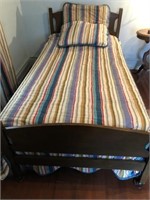 Vintage Twin Bed with bedding