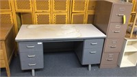 HON 4-DRAWER FILE CABINET, AND A METAL DESK