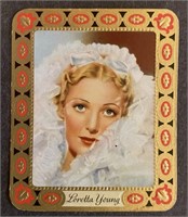 LORETTA YOUNG: Embossed Tobacco Card (1934)