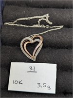10K Gold 3.5g Chain & Heart Pendant  knot in chain