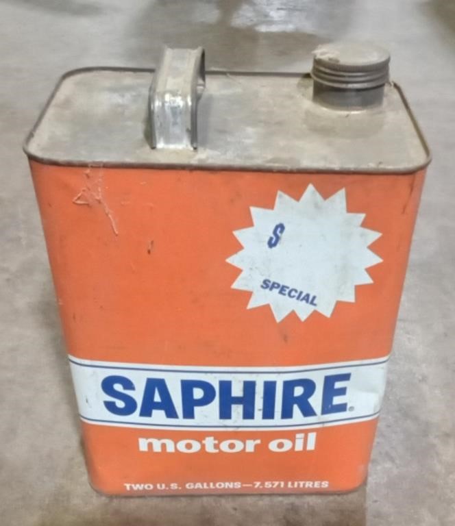 (KC) Vintage Tin Saphire Oil Can 2gal