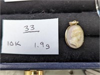 10K Gold 1.9g Cameo Pendant