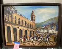 Stucco Villa, Framed Oil on Canvas, signed