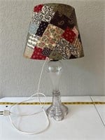 Glass Lamp with Quilted Lamp Shade