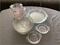 Pyrex baking dishes and glass