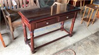 SOFA TABLE WITH DRAWERS AND GLASS TOP PROTECTOR