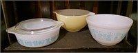 Pyrex Butterprint and Mixing Dishes