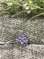 .925 Sterling Silver Lavender Cluster Ring