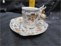 Vintage Demitasse Cup & Saucer (Japan) with Angel